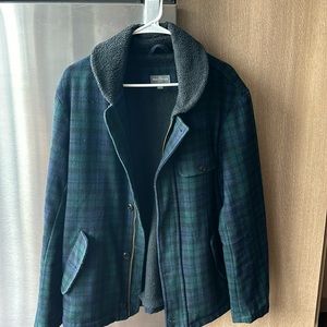 LL Bean Blue/Green Plaid Wool Jacket (M Slim)